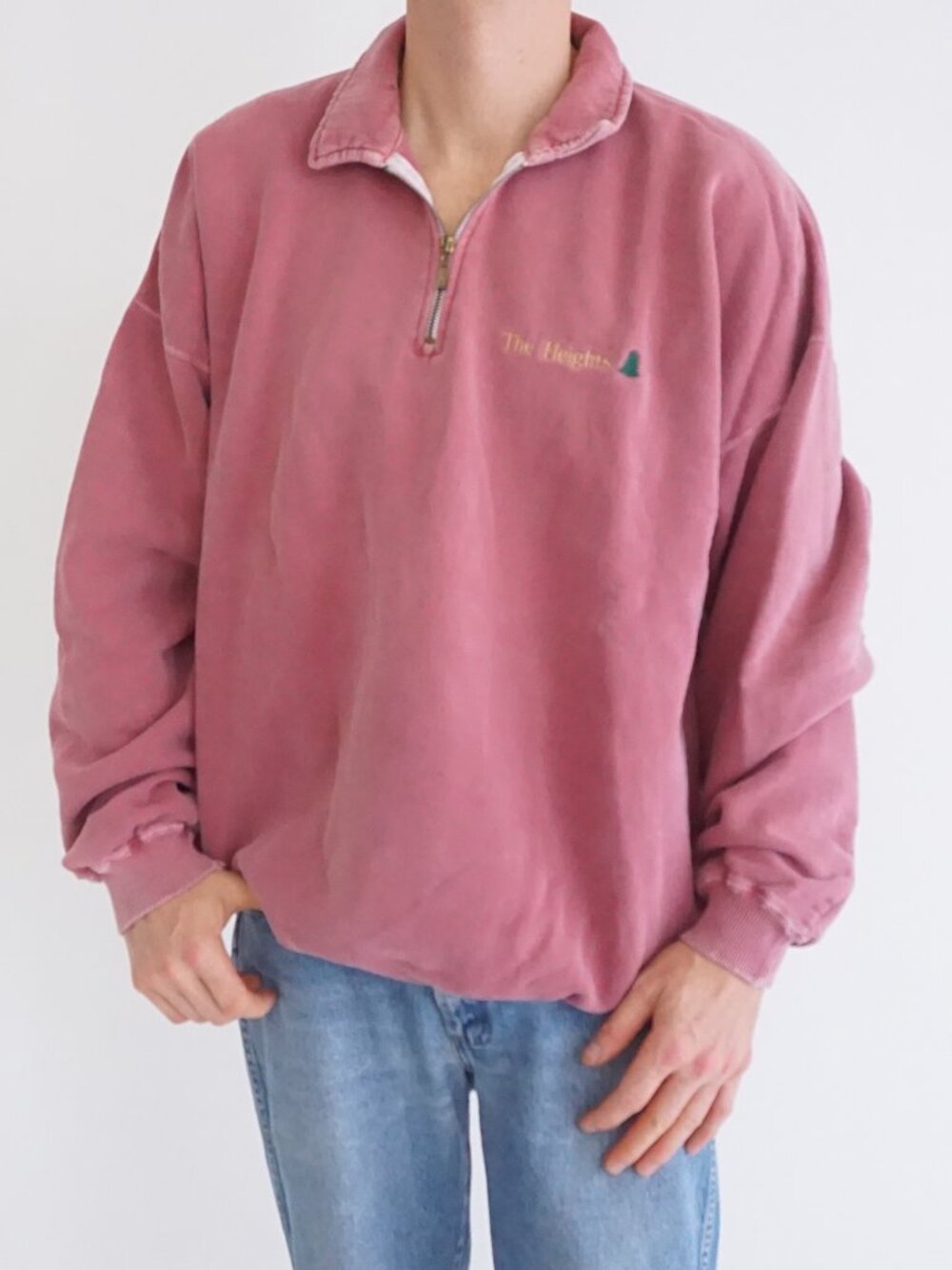 Vintage Capri North Pink Embroidered Quarter Zip Sweatshirt Cotton Outdoor XL